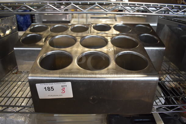 3 Metal Countertop 6 Slot Silverware Holders. 14.5x12x8.5. 3 Times Your Bid! - Image 1 of 4