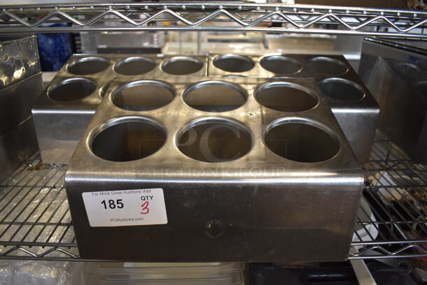 3 Metal Countertop 6 Slot Silverware Holders. 14.5x12x8.5. 3 Times Your Bid!