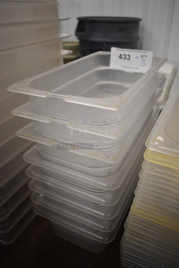 ALL ONE MONEY! Lot of 8 Poly Clear 1/3 Size Drop In Bins. 1/3x4 - Image 2 of 3