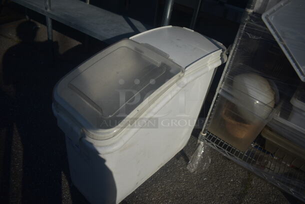White Plastic Garbage Bin With Clear Lid On Commercial Casters. - Image 2 of 6