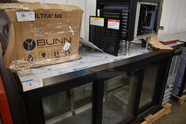 BRAND NEW SCRATCH AND DENT! Beverage Air BB72HC-1-GS-PT-B-27 Stainless Steel Commercial 3 Door Undercounter Pass Through Cooler Merchandiser. 115 Volts, 1 Phase.  Tested and Working! - Image 3 of 9
