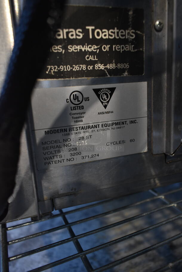 Modern Restaurant 28 ST Stainless Steel Commercial Countertop Electric Powered Conveyor Pizza Oven. 208 Volts, 1 Phase.  - Image 5 of 5