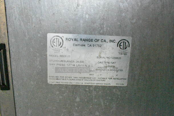 Royal REEF-35 Stainless Steel Commercial Floor Style Natural Gas Powered Deep Fat Fryer on Commercial Casters. 24,000 BTU.  - Image 7 of 7