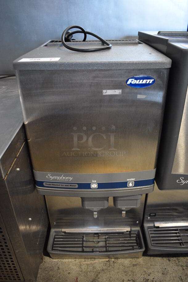 Follett Model 12CI400A Symphony Stainless Steel Commercial Countertop Ice Machine w/ Ice and Water Dispenser. 115 Volts, 1 Phase. 16x23.5x34