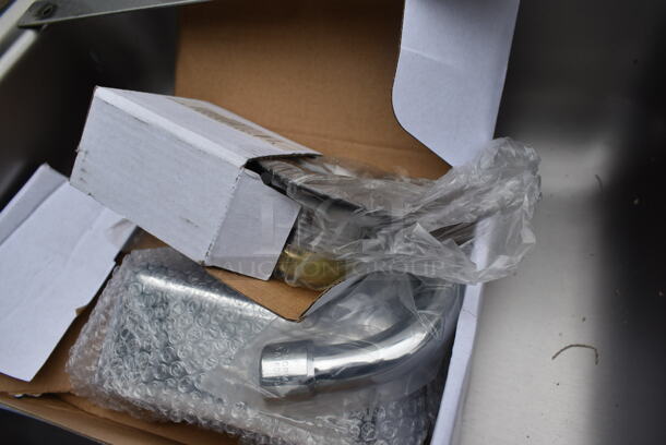 BRAND NEW SCRATCH AND DENT! Regency 600HS17 Stainless Steel Commercial Single Bay Wall Mount Sink w/ Faucet and Wall Mount. - Image 6 of 6