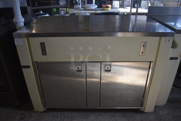 Galley Stainless Steel Commercial Portable Work Station w/ Back Splash and 2 Lower Doors on Commercial Casters. 50x28x36 - Image 1 of 4