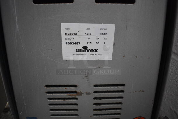 Univex Model MG8912 Metal Commercial Countertop Meat Grinder w/ Tray. 115 Volts, 1 Phase. 12.5x26x20.5. Tested and Working! - Image 4 of 4