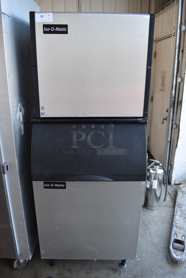 2015 Ice-O-Matic Model ICE1006HA6 Stainless Steel Commercial Ice Machine Head on Ice-O-Matic Model B55PSB Commercial Ice Bin. 208-230 Volts, 1 Phase. 30x32x77