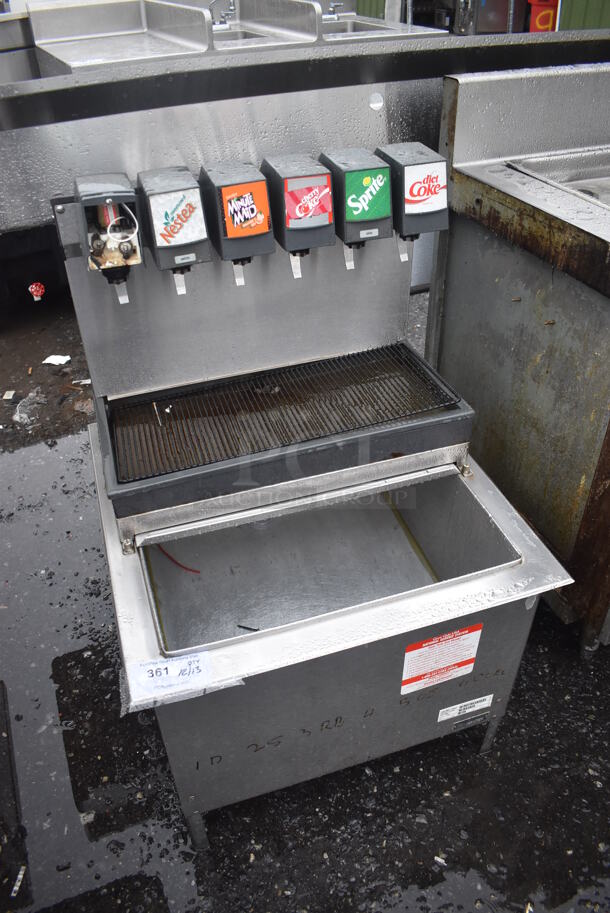 Stainless Steel Commercial 6 Flavor Carbonated Beverage Machine on Drop In Ice Bin. 25x25x40  - Image 4 of 5