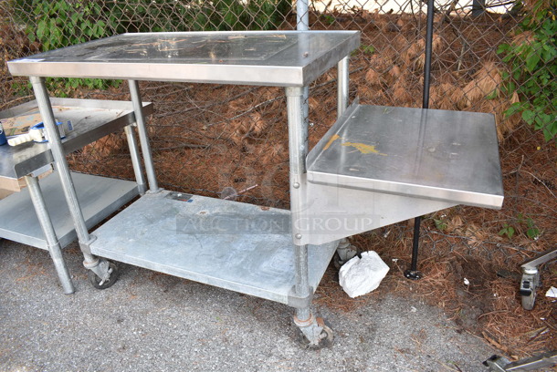 Stainless Steel Commercial Table w/ Metal Under Shelf and Side Shelf on Commercial Casters.  - Image 2 of 6