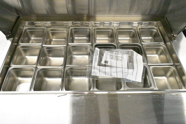 2022 Bison BST-48-18 Stainless Steel Commercial Sandwich Salad Prep Table Bain Marie Mega Top on Commercial Casters. 115 Volts, 1 Phase. Tested and Working! - Image 4 of 8