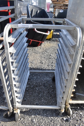 Metal Commercial Pan Transport Rack on Commercial Casters. 20.5x26x38