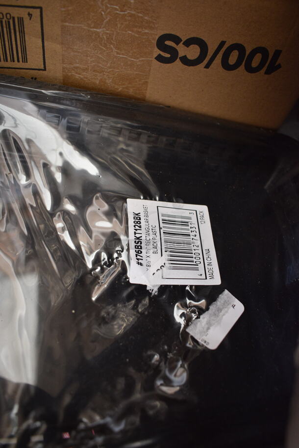 PALLET LOT of 20 BRAND NEW Boxes Including 176BSKT128BK Choice 12" x 8 1/2" x 1 1/2" Black Rectangular Plastic Fast Food Basket - 12/Pack, 612FHL1230 Choice Foil Steam Table Pan Lid - Half Size - 100/Case, 966TALLFLDN Choice Kraft Natural Tall Fold Dispenser Napkin, 427TB2230 Lancaster Table & Seating Excalibur 22" x 30" Cross Outdoor Table Base Plate, 500LDOME Choice 9 oz., 12 oz., 16 oz., 20 oz., 24 oz. Clear Dome Lid with 1" Hole - 1000/Case, 500CC9 Choice 9 oz. Clear PET Customizable Plastic Squat Cold Cup - 1000/Case, 4 Box 130WSPOON Choice Medium Weight White Plastic Teaspoon - 1000/Case, Dart 205HT1 White Foam Take Out Container with Perforated Hinged Lid 9" x 6" x 3" - 200/Case. 20 Times Your Bid! - Image 2 of 12