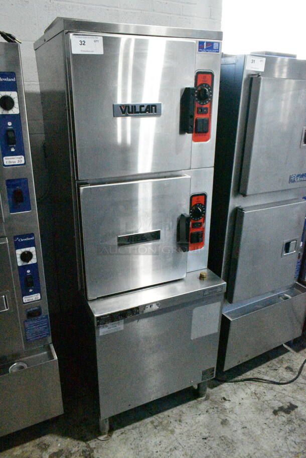Vulcan C24GA10 Stainless Steel Commercial Natural Gas Powered 2 Deck Steam Cabinet. 125,000 BTU.  - Image 1 of 8