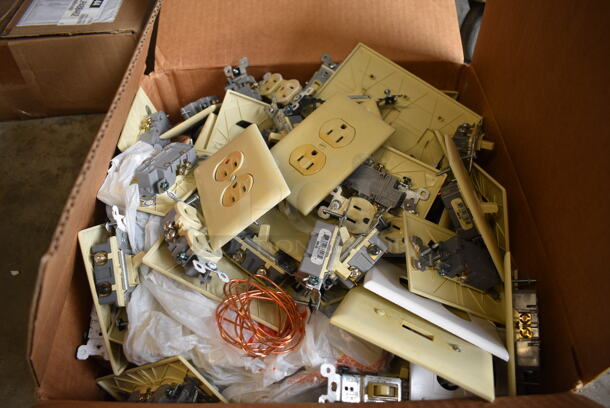 ALL ONE MONEY! Lot of Tan Poly Outlet Covers, Light Covers and Outlets! - Image 1 of 3