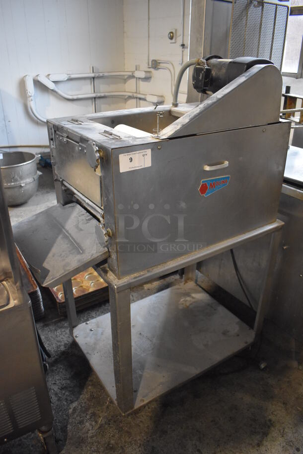 Moline Metal Commercial Floor Style Dough Sheeter w/ Under Shelf on Commercial Casters. 115 Volts, 1 Phase. 40x23.5x54.5. Tested and Working! - Image 2 of 7