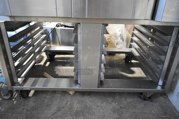 Baxter Stainless Steel Commercial Natural Gas Powered Mini Rotating Rack Oven w/ Lower Double Pan Rack on Commercial Casters.  - Image 2 of 7