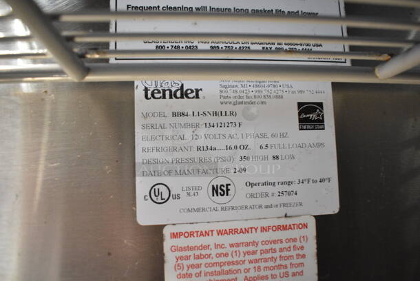 Glastender BB84-L1-SNH(LLR) Stainless Steel Commercial 3 Door Back Bar Cooler. 115 Volts, 1 Phase. Tested and Working!
 - Image 6 of 6