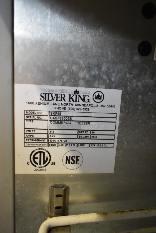 Silver King SKF48 Stainless Steel Commercial 2 Door Undercounter Freezer on Commercial Casters. 115 Volts, 1 Phase. Tested and Working! - Image 5 of 5