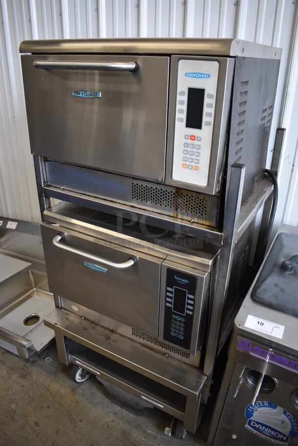 2 Turbochef Model NGCD6 Tornado Stainless Steel Commercial Countertop Electric Powered Rapid Cook Ovens on Stainless Steel Commercial 2 Tier Equipment Stand on Commercial Casters. 208/240 Volts, 1 Phase. 30x30x60. 2 Times Your Bid! - Image 2 of 11
