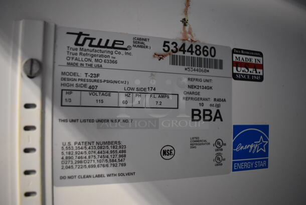 2010 True T-23F ENERGY STAR Stainless Steel Commercial Single Door Reach In Freezer on Commercial Casters. 115 Volts, 1 Phase. 27x30x83.5. Tested and Working! - Image 4 of 5