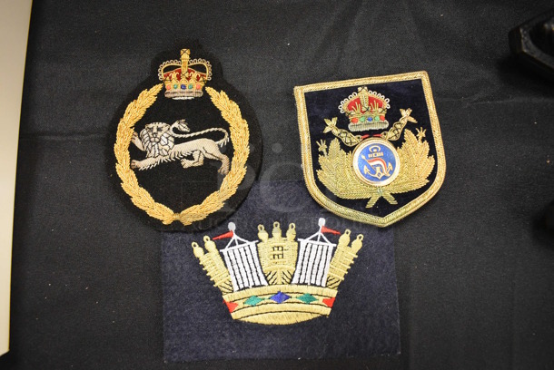 3 Patches; King’s Own Royal Border Regiment King’s Crown Blazer Badge Embroidered Badges, Royal Naval Coronet. 3 Times Your Bid!