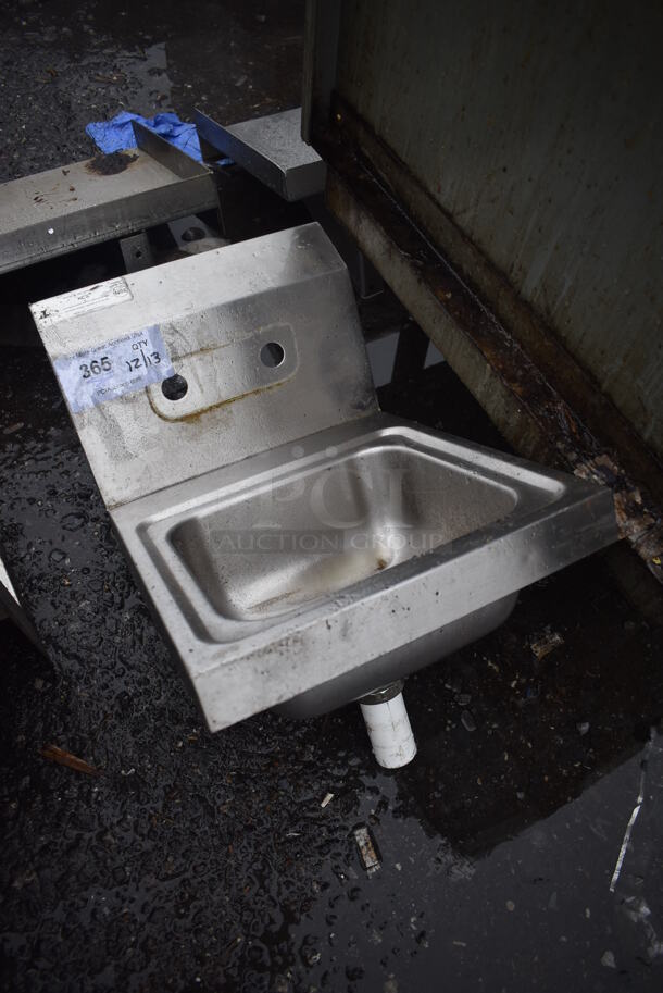 Stainless Steel Commercial Single Bay Wall Mount Sink. 12x16x18 - Image 2 of 3