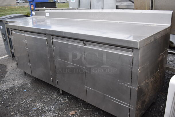 Stainless Steel Counter w/ 4 Doors and Back Splash. 88x32x42.5 - Image 2 of 4