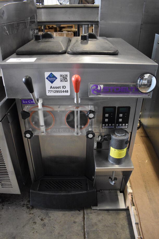 Stoelting Model SF144-38I Stainless Steel Commercial Countertop Air Cooled 2 Flavor w/ Twist Soft Serve Ice Cream Machine. 208-240 Volts, 1 Phase. 22x32x33
