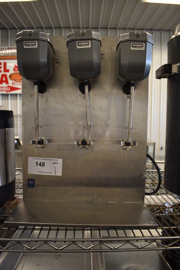 Waring Stainless Steel Commercial Countertop 3 Head Milkshake Drink Mixer. 14.5x8x20. Tested and Does Not Power On - Image 1 of 5