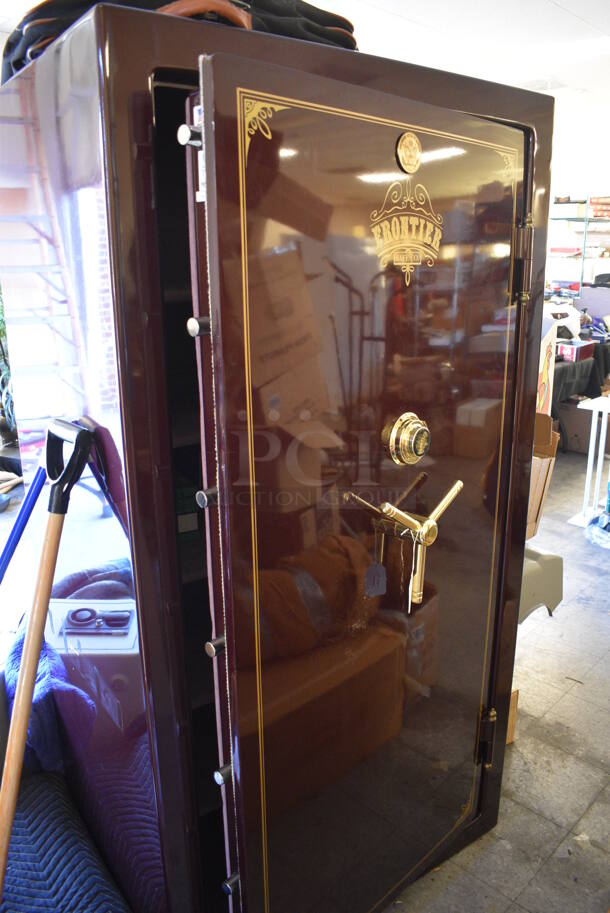 EXCELLENT CONDITION! Frontier FI640 Brown Metal Single Door Full Size Reach In Climate Controlled Safe. Comes w/ Combination! - Image 2 of 12