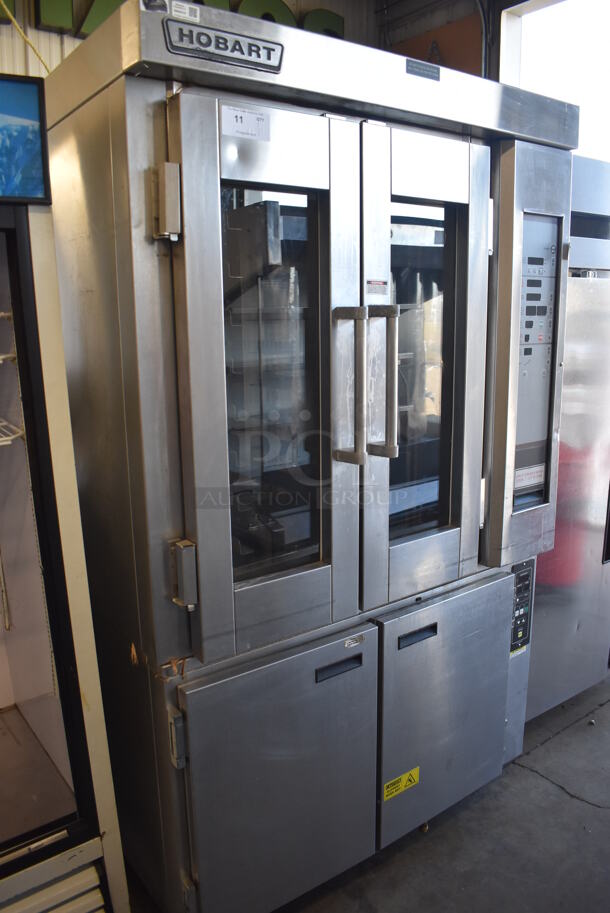 Hobart HO300E Stainless Steel Commercial Floor Style Electric Powered Mini Rotating Rack Oven on HPC800 2 Door Proofer w/ Commercial Casters. 208 Volts, 3 Phase. 48x38x82 - Image 2 of 8