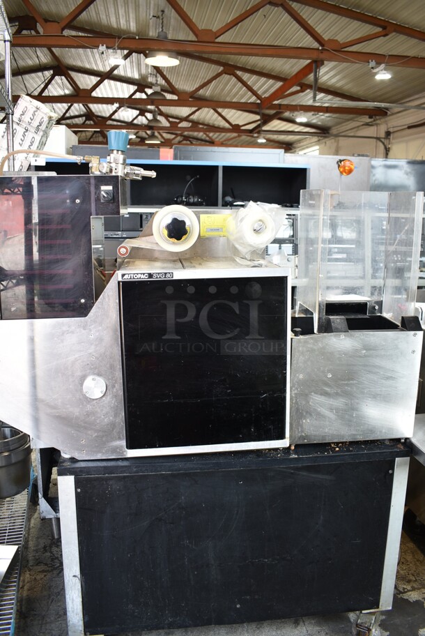 Autopac SVG80 Stainless Steel Commercial Floor Style Automatic Packaging Machine on Commercial Casters. 210 Volts.  - Image 1 of 9