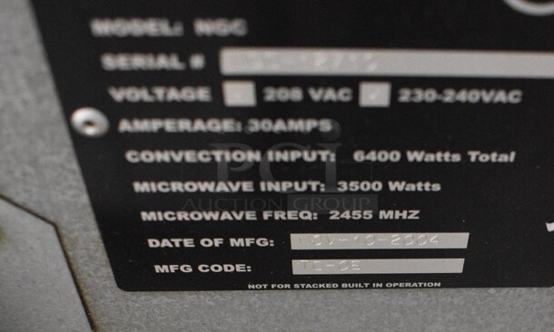 Turbochef Model NGC Stainless Steel Commercial Countertop Electric Powered Rapid Cook Oven. 208/240 Volts, 1 Phase. 26x27.5x23 - Image 6 of 6