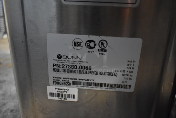 2011 Bunn Model DUAL SH DBC Stainless Steel Commercial Countertop Dual Coffee Machine w/ Hot Water Dispenser, 2 Bunn Model SH SERVER Satellite Servers and 2 Metal Brew Baskets. 120/208-240 Volts, 1 Phase.  - Image 6 of 6