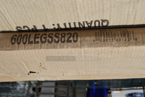 BRAND NEW SCRATCH AND DENT! Regency 600UT3072S Adjustable Stainless Steel Work Table Undershelf for 30" x 72" Tables - 18 Gauge w/ Box of 4 Regency 600LEGSS820 32 1/4" Stainless Steel Leg for Work Tables - Image 4 of 5