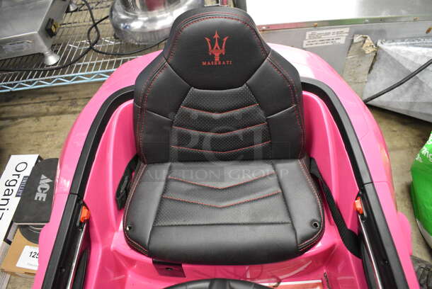 Pink Poly Electric Powered Single Seat Maserati Car. 28x48x18. Tested and Working! - Image 8 of 12