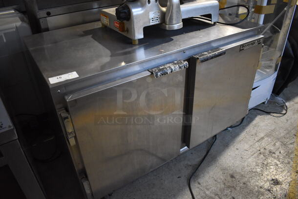 Beverage Air UCR48A Stainless Steel Commercial 2 Door Undercounter Cooler on Commercial Casters. 115 Volts, 1 Phase. 48x30x31. Tested and Working! - Image 2 of 6