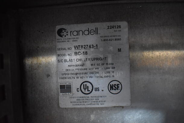 2014 Randell BC-18 Stainless Steel Commercial Floor Style Blast Chiller. 115/230 Volts, 1 Phase. 40x36x71 - Image 7 of 8