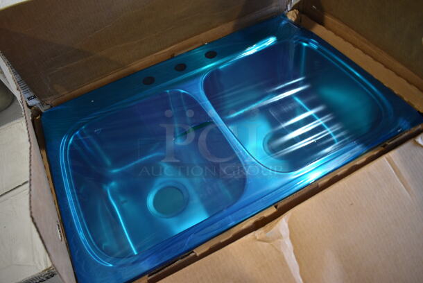 BRAND NEW IN BOX! Kohler 5267-3-NA Stainless Steel Double Equal Drop In Sink. 33x20x9. Bays 14.5x15.5x9 - Image 3 of 6