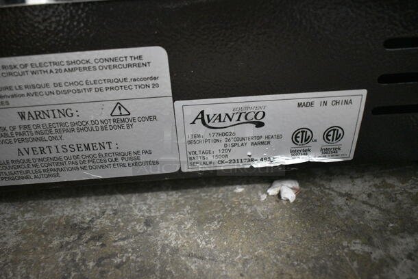 2023 Avantco 177HDC26 Metal Commercial Countertop Heated Display Case Merchandiser. Missing Doors. 120 Volts, 1 Phase. Tested and Working! - Image 4 of 4