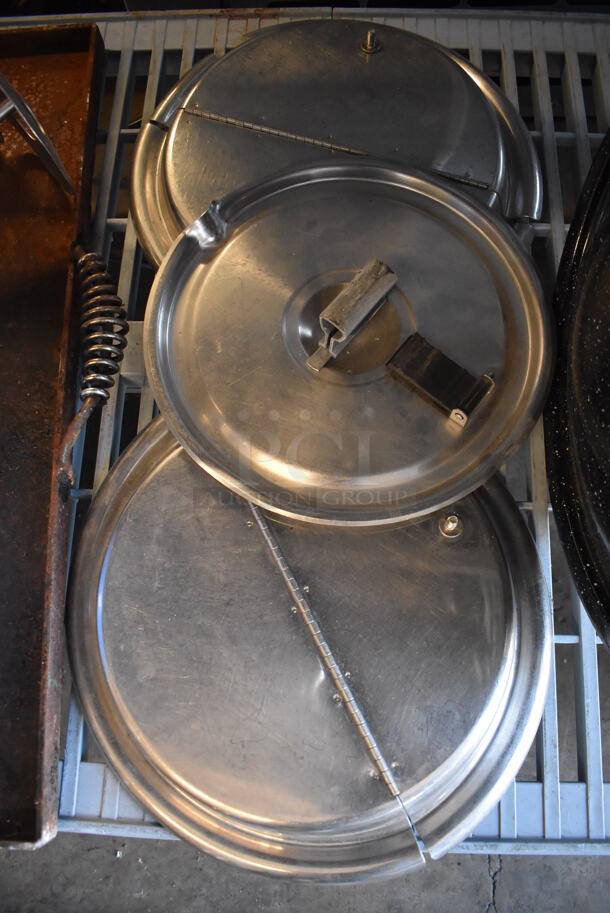 ALL ONE MONEY! Tier Lot of Various Items Including Metal Stock Pot, Metal Lids and Griddle Top - Image 6 of 7