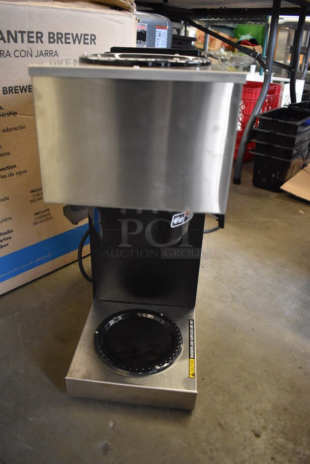 BRAND NEW IN BOX! 2022 Bunn VPR Stainless Steel Commercial Countertop 2 Burner Coffee Machine w/ 2 Coffee Pots and Poly Brew Basket. 120 Volts, 1 Phase. 16x8.5x20 - Image 6 of 12