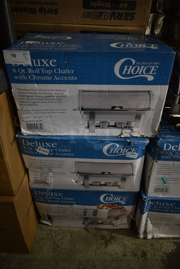 3 BRAND NEW SCRATCH AND DENT! Choice 407RTCHROM Stainless Steel Commercial Countertop 8 Quart Roll Top Chafing Dish. 3 Times Your Bid! - Image 2 of 5