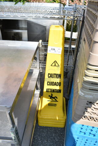 4 Yellow Poly Wet Floor Caution Cone. 4 Times Your Bid! 
