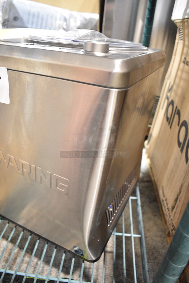 BRAND NEW SCRATCH AND DENT! Waring WCIC25 Stainless Steel Commercial Countertop Ice Cream Maker. 110-120 Volts, 1 Phase.  - Image 3 of 6