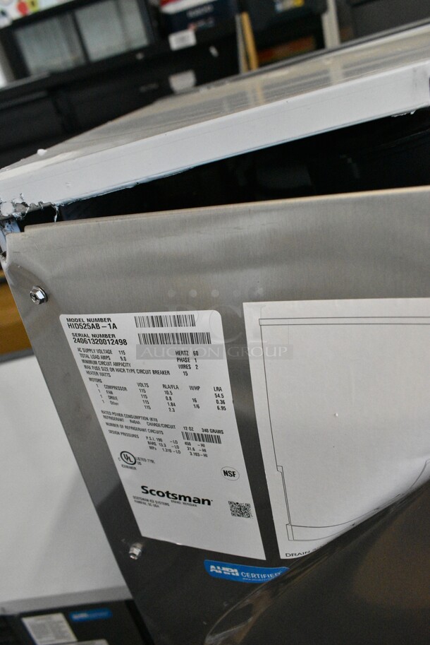 BRAND NEW SCRATCH AND DENT! 2024 Scotsman HID525AB-1A Stainless Steel Commercial Meridian Countertop Ice Machine and Water Dispenser with Push Button Dispensing - 25 lb. Bin Storage. 115 Volts, 1 Phase.  - Image 8 of 8