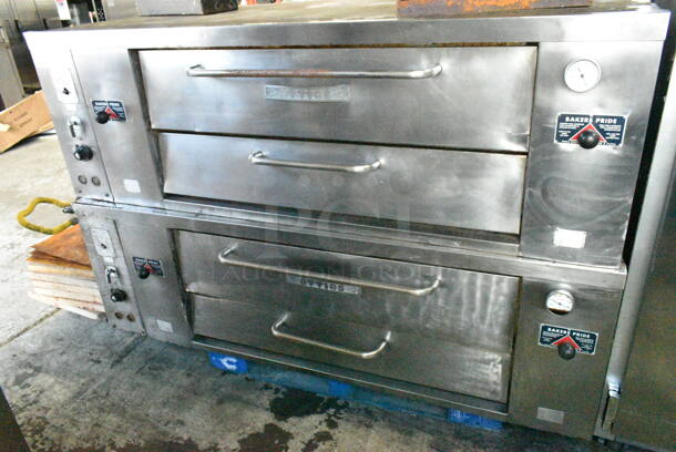 2 Bakers Pride JS 6-18 Stainless STeel Commercial Natural Gas Powered Single Deck Pizza Oven w/ Cooking Stones. 100,000 BTU. 2 Times Your Bid!  - Image 1 of 12