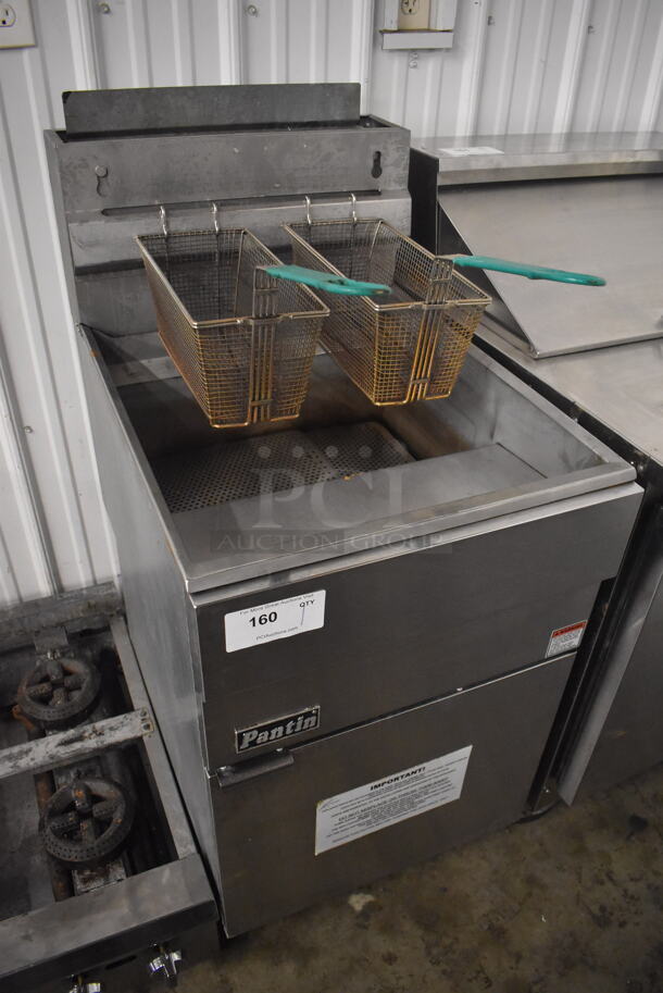 Pantin Stainless Steel Commercial Natural Gas Powered Floor Style Deep Fat Fryer w/ 2 Metal Fry Baskets. 21x31x48 - Image 2 of 6