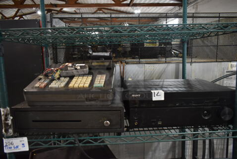 ALL ONE MONEY! Lot of 3 Items; Electronic Cash Register, Sony Multi Channel AV Receiver and Controller for Brushless Motor.